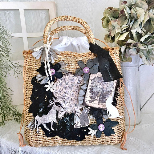 黒が素敵なかごバッグ かごバッグ green＊k．yuki 通販｜Creema  