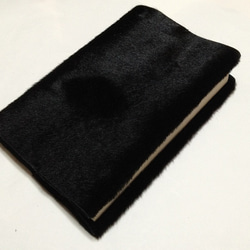 ブックジャケット　ハラコ　ブラック　文庫サイズ 1枚目の画像