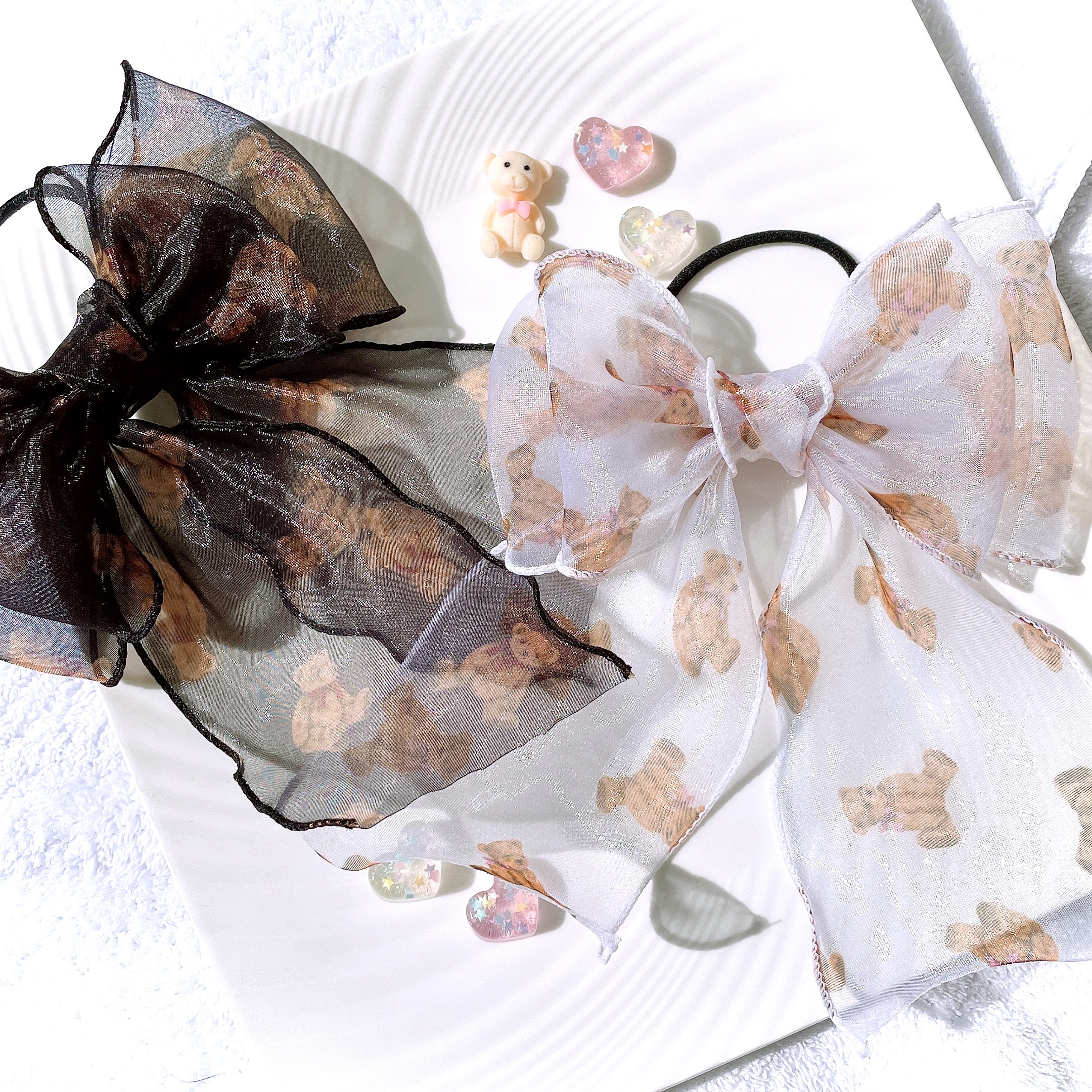 オーガンジーリボンヘアゴム くまちゃんスイーツ オーガンジーリボンヘアゴム くまちゃんスイーツ くま - ヘア