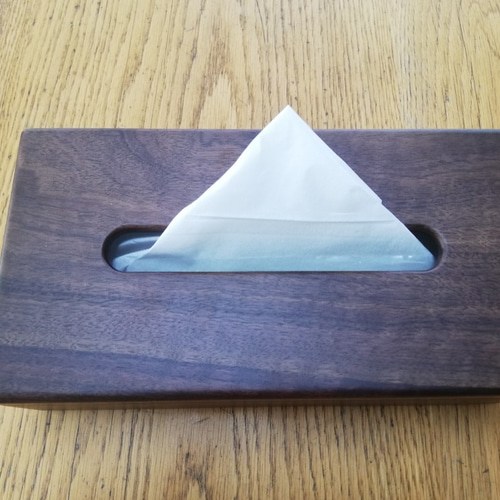 ウォールナット 無垢材使用の本物！ 木製 ティッシュボックス