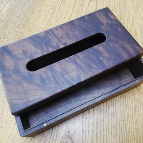 希少部位使用！ ウォールナット 無垢材 木製 ティッシュボックス