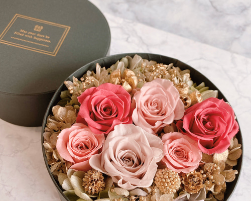 うごりなかです。プリザーブドフラワー 選べるメッセージカード付】ローズのフラワーボックス