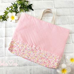 ハンドメイド オーダー レッスンバッグ 上履き入れ お弁当袋 コスメ柄 ピンク ハンドメイド オーダー レッスンバッグ 上履き入れ お弁当袋 コスメ柄