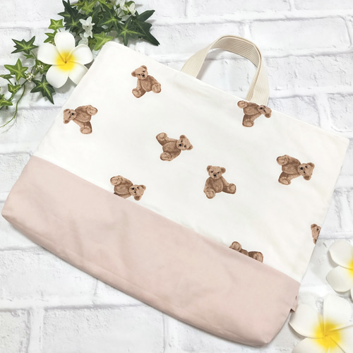 くま テディベア レッスンバッグ 手提げ袋 絵本カバン 通園カバン