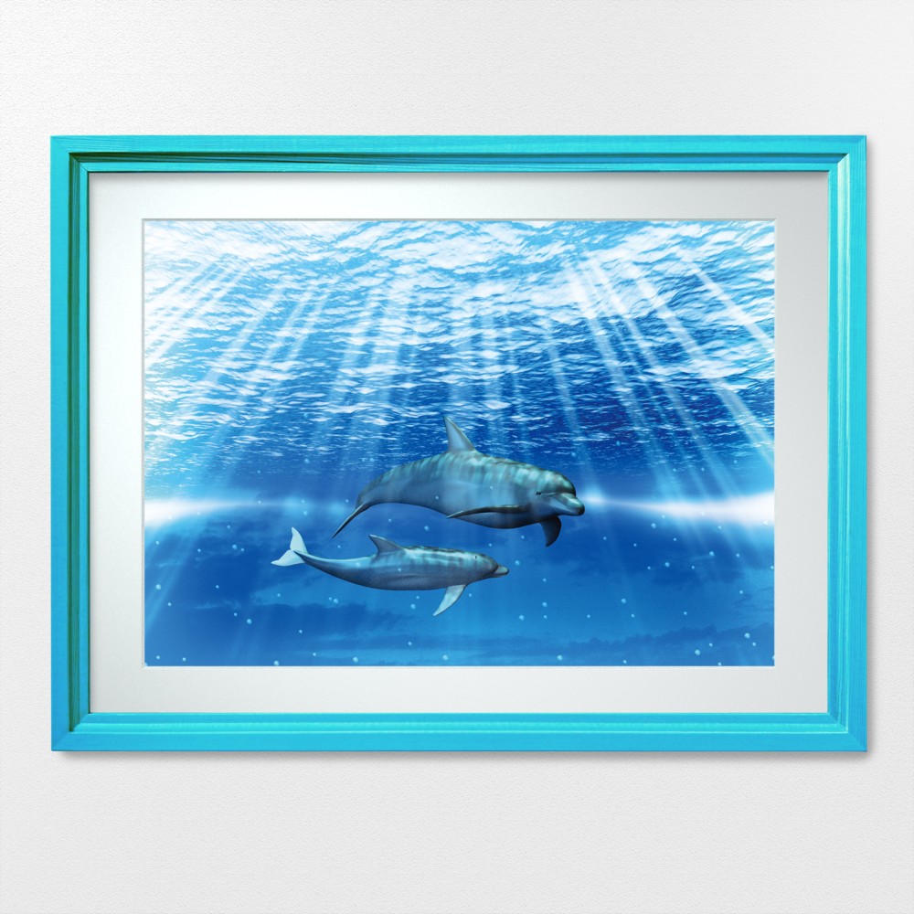 【オーダー用】イルカ　亀　アートポスター　イルカ オーダー用】イルカ 亀 アートポスター イルカ