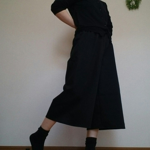 Heve ガウチョパンツ 黒 ウエストゴム