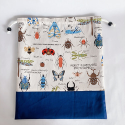 サイズが選べる巾着袋（大）昆虫図鑑　[受注製作] 2枚目の画像