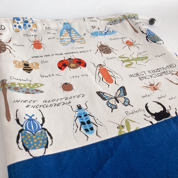 サイズが選べる巾着袋（大）昆虫図鑑　[受注製作] 3枚目の画像