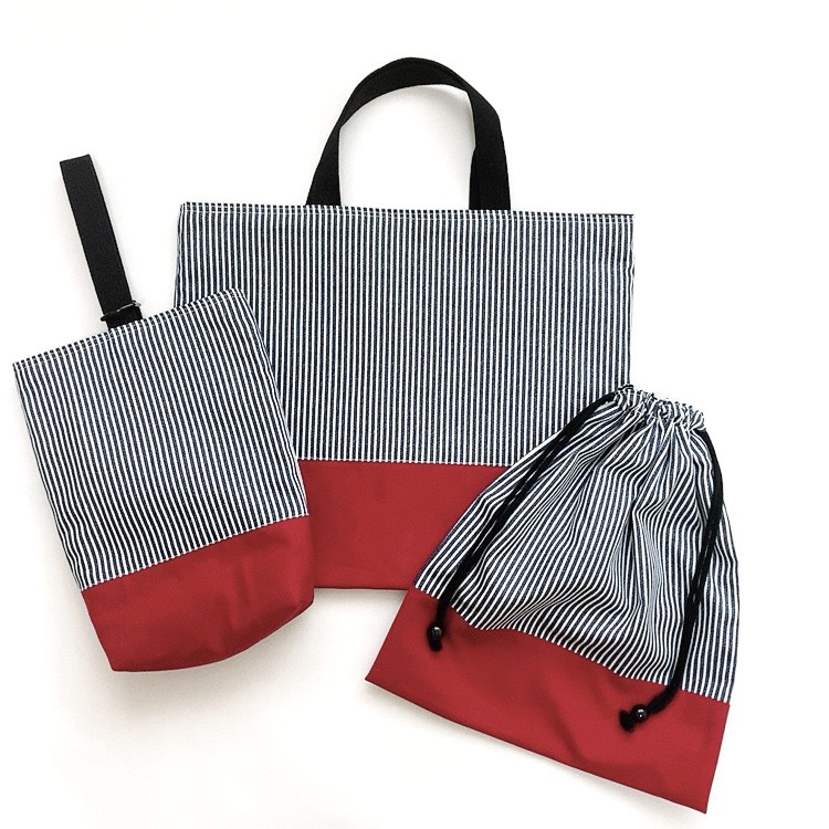 入園入学3点セット　ヒッコリー×ラズベリー［受注製作］