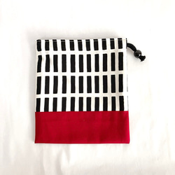 サイズが選べる巾着袋(小)　格子ラズベリー［受注製作］ 3枚目の画像