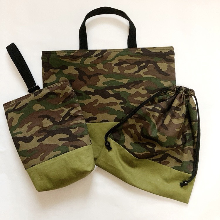入園入学3点セット　迷彩×カーキ［受注製作］