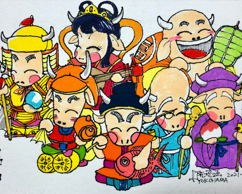 七福神　アート　アクリル作品7枚 it-63e252fc375e8-1200.jpg