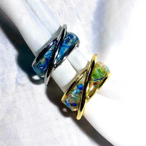 senriせんり☆様専用 琉球ガラス星の砂ハンドメイドイヤーカフ/no.1217