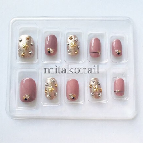 desing】No.4 ジミーチュウ風×モーヴピンクネイル ネイルチップ（つけ