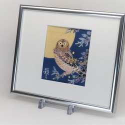 【ふくろう】小色紙  伝統工芸品⋆結婚祝い⋆銀婚式⋆新築祝い⋆誕生日の贈り物⋆インテリアとして日本の四季を楽しんで。　 2枚目の画像