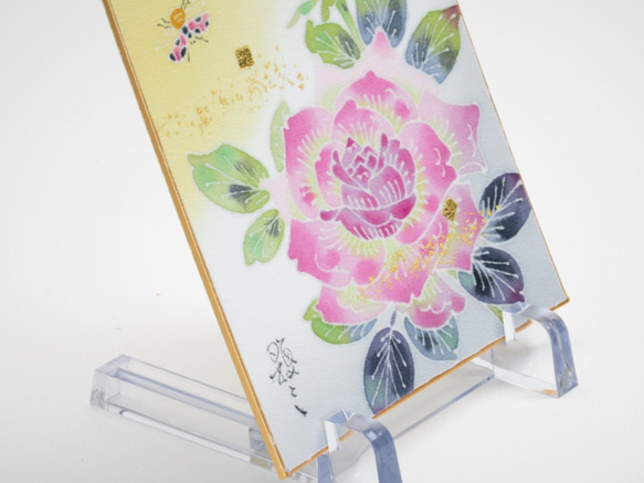 【ばら】小色紙  伝統工芸品 ⋆結婚祝い⋆銀婚式⋆新築祝い⋆誕生日の贈り物⋆インテリアとして日本の四季を楽しんで。　 5枚目の画像