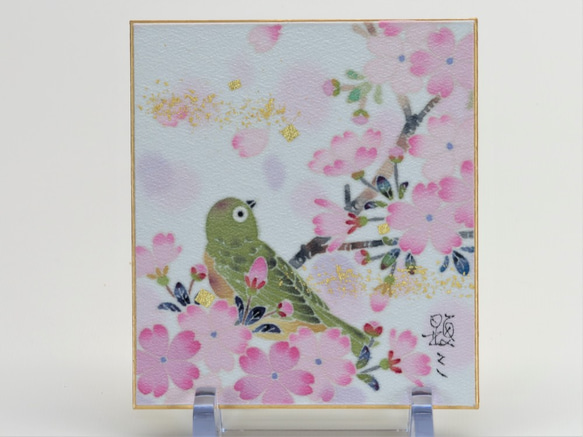 【めじろ】小色紙　 伝統工芸品 ⋆結婚祝い⋆銀婚式⋆新築祝い⋆誕生日の贈り物⋆インテリアとして日本の四季を楽しんで。　 3枚目の画像