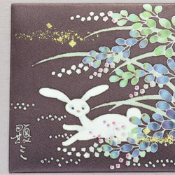 【うさぎ】染パネル   伝統工芸品⋆結婚祝い⋆銀婚式⋆新築祝い⋆誕生日の贈り物⋆インテリアとして日本の四季を楽しんで。　 1枚目の画像