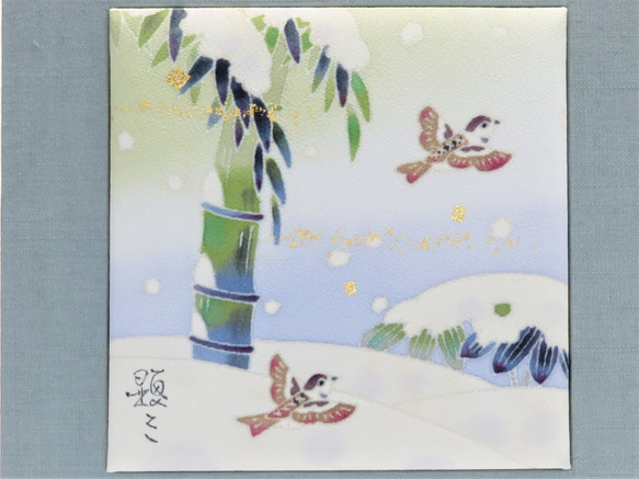 【すずめ】染パネル  伝統工芸品 ⋆結婚祝い⋆銀婚式⋆新築祝い⋆誕生日の贈り物⋆インテリアとして日本の四季を楽しんで。　 1枚目の画像