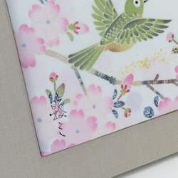 【桜にめじろ】染パネル　伝統工芸品⋆結婚祝い⋆銀婚式⋆新築祝い⋆誕生日の贈り物⋆インテリアとして日本の四季を楽しんで。 4枚目の画像