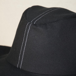 クールな黒の中折れ帽子〜ハンドメイド、黒、ステッチ、帽子、ウール、ハット 9枚目の画像