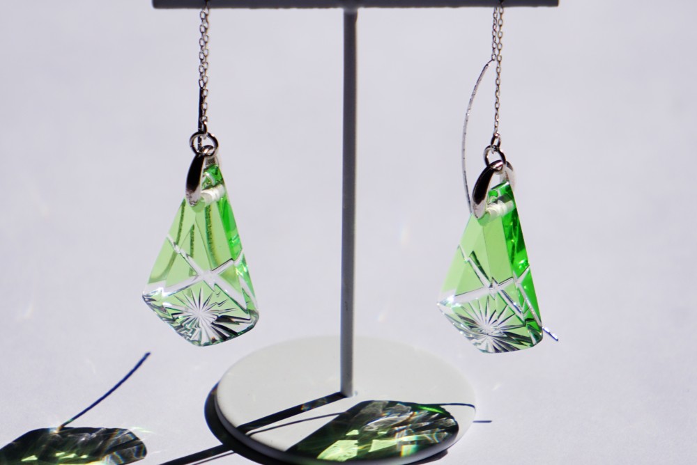 凛然切子　アメリカンピアス 　星涙-hoshi no namida- グリーン セット