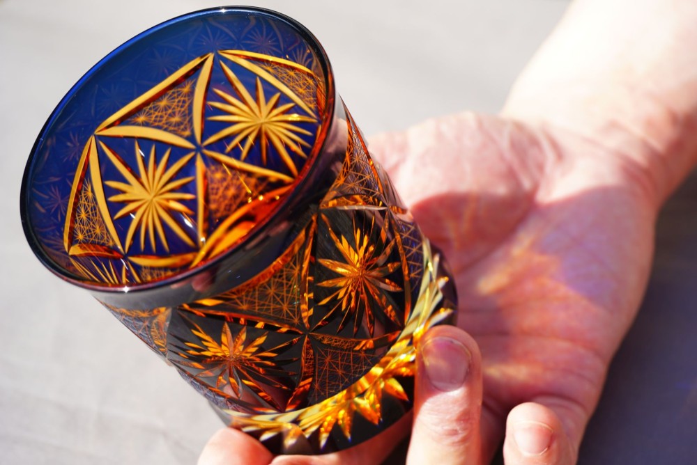 凛然コレクション ロックグラス 銀湾の花-ginwan no hana- 瑠璃オレンジ