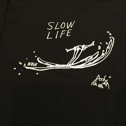 Aoshi-tokyo Slowlife&surf 3/4 sleeve Tシャツ ブラック 2枚目の画像