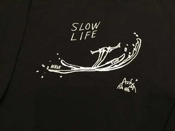 Aoshi-tokyo Slowlife&surf 3/4 sleeve Tシャツ ブラック 2枚目の画像
