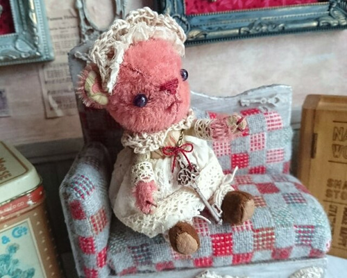 海外作家様作　ハンドメイド　ピンクのテディベア 優しいピンク熊さん アーティストベア 海外作家様 テディベア