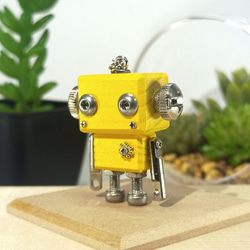 ロボットチャーム ウッド×メタル パールイエロー×シルバー 木製