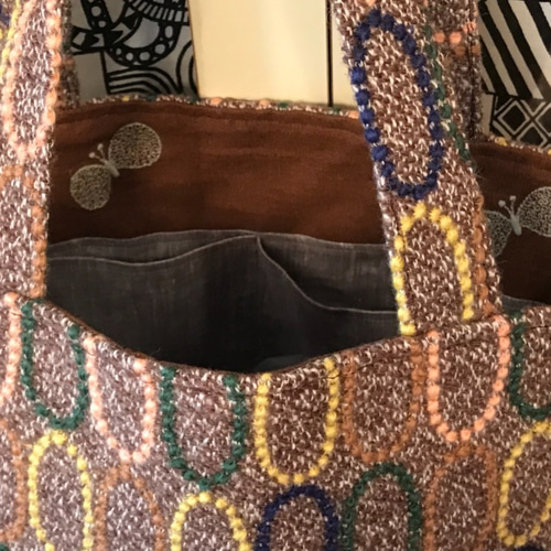 ミナペルホネン生地使用*バケツ型バッグ*tarte/brown バケツバッグ  