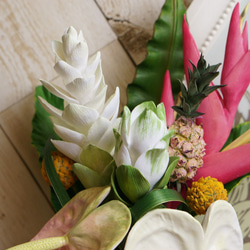 トロピカルフラワーのミニブーケ　ハワイのお花たち　粘土　クレイ 2枚目の画像