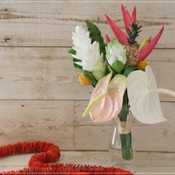 トロピカルフラワーのミニブーケ　ハワイのお花たち　粘土　クレイ 3枚目の画像