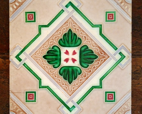 ハンドメイド日本製アンティークマジョリカタイル①A4枚セット