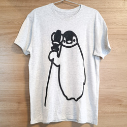 皇帝子ペンギンの手刷りやわらかTシャツ 4枚目の画像