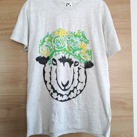 花冠羊の手刷りやわらかTシャツ 5枚目の画像