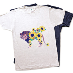 鮮やかひまわりライオンのやわらかTシャツ 1枚目の画像