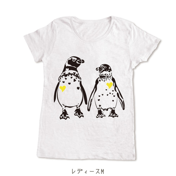 ハートペンギンの手刷りやわらかTシャツ 3枚目の画像