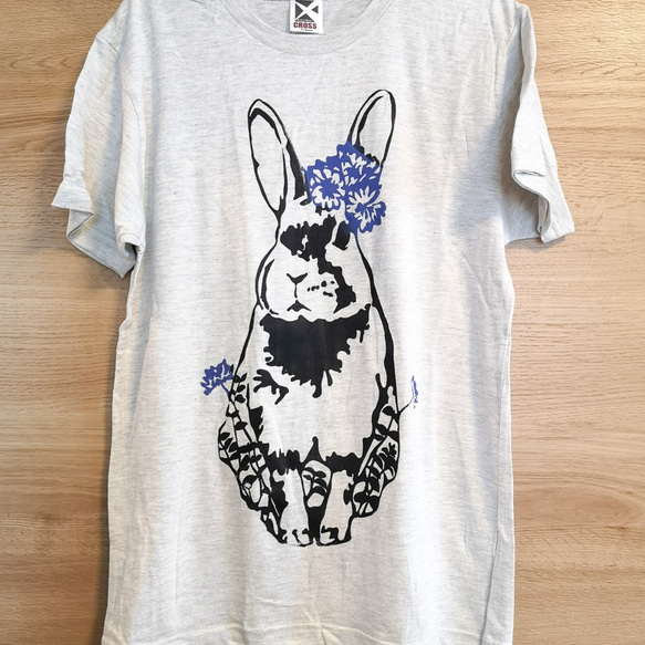 すみれウサギの手刷りやわらかTシャツ 6枚目の画像