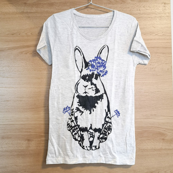 すみれウサギの手刷りやわらかTシャツ 7枚目の画像