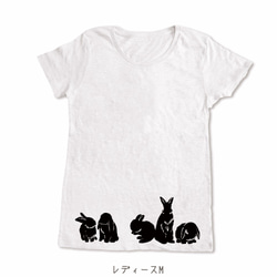 うさぎのシルエットの手刷りやわらかTシャツ 3枚目の画像