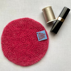 エストニアの無撚毛糸で作った小さな敷き物・コースター　薄いピンク 4枚目の画像