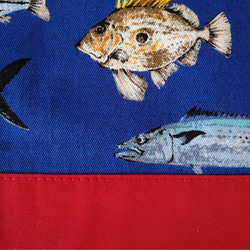 ≪在庫セール!!!≫巾着型上履き入れ　お魚いっぱい　青×赤　小学校低学年までのお子様に 4枚目の画像
