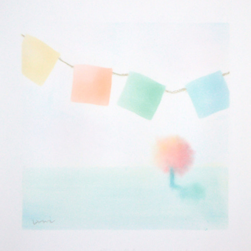 額装パステル画 原画作品「旗のある風景」 絵画 umipastel 通販
