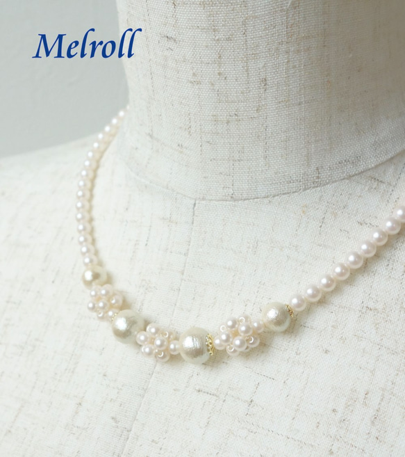 棉花珍珠珍珠項鍊立方（霜） 第4張的照片