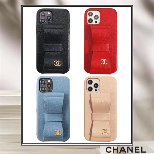 chanel iphone13mini レザーケース リボン 韓国 iphone12/xs