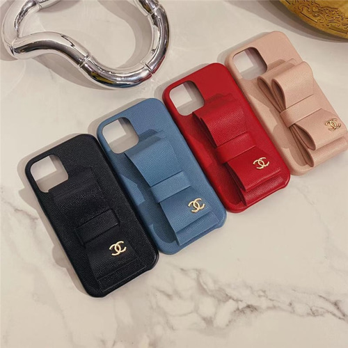 chanel iphone13mini レザーケース リボン 韓国 iphone12/xs