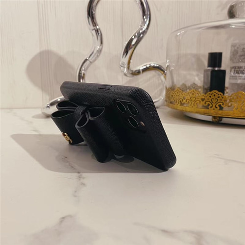 chanel iphone13mini レザーケース リボン 韓国 iphone12/xsケース