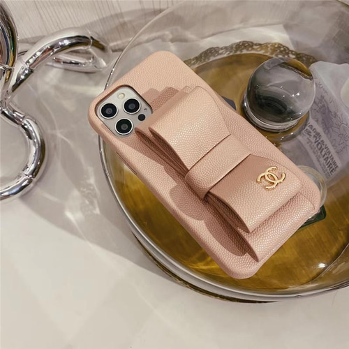 chanel iphone13mini レザーケース リボン 韓国 iphone12/xs